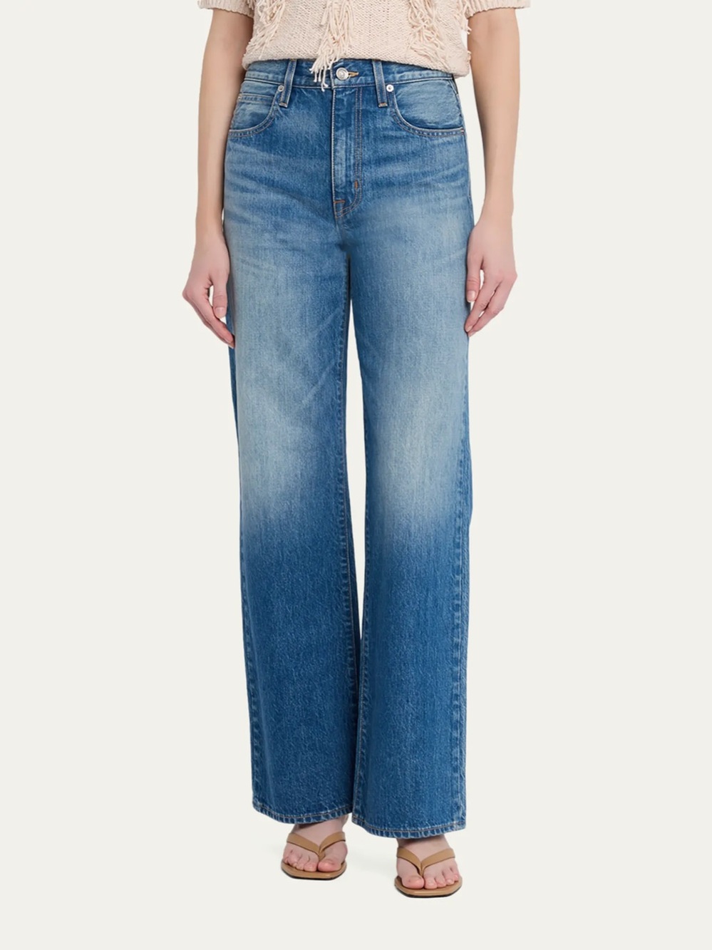 SLVRLAKE "Grace" wide-leg jeans in dark-wash denim